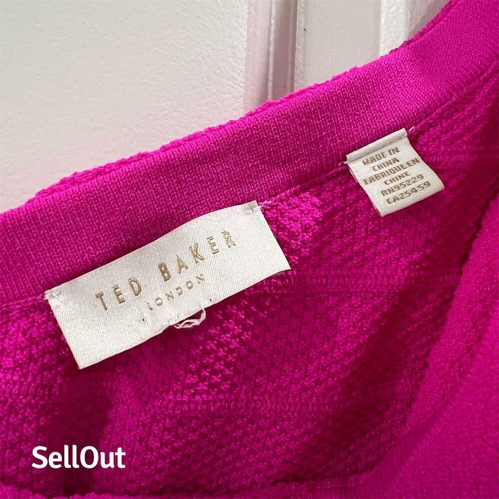 Ted Baker Women's One Shoulder Pink Knitted Skater Dress Size M - Picture 2 of 5